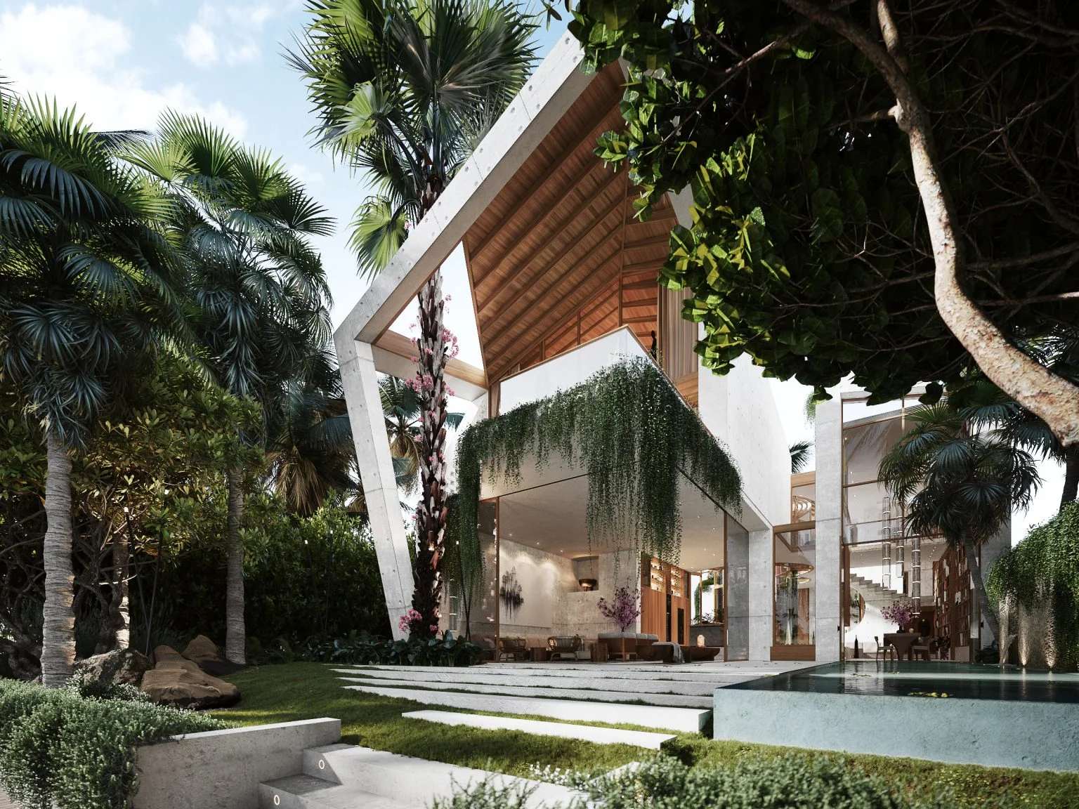 Exterior blending modern architecture with nature
