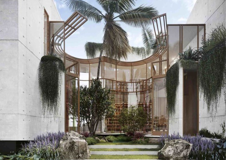 Casa B&B Italia courtyard embracing the natural landscape
